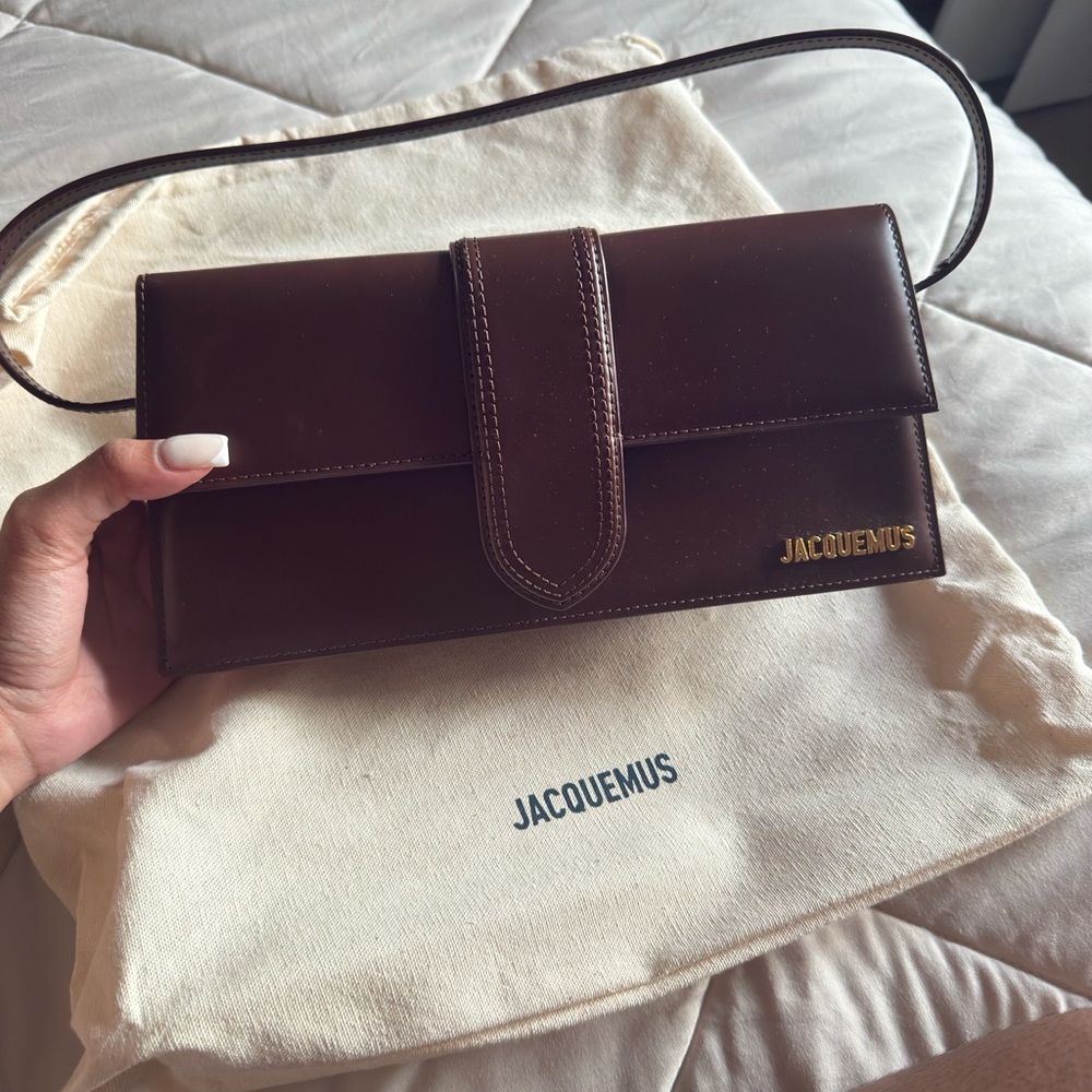 Jacquemus Dark Brown Leather Bag with Gold Logo